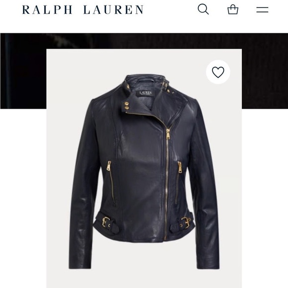 Ralph Lauren Jackets & Blazers - Ralph Lauren Navy Leather Moto Jacket with Gold Hardware - 8